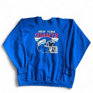Vintage NFL New York Giants Blue Sweatshirt Trench Made in USA XXL